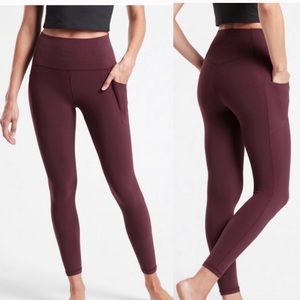 Athleta maroon 7/8 stash pockets size S